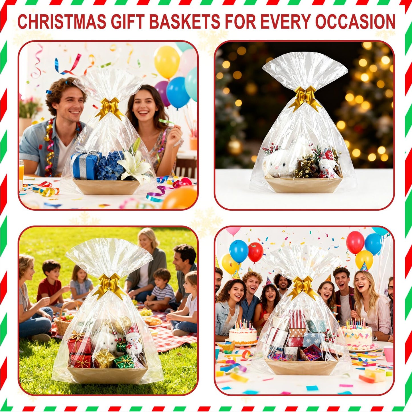 CDIVEFTN 10 Pack Empty Gift Baskets with Bags and Bows, Large Kraft Gift Basket 12x10in, Sturdy Gift Baskets Empty to Fill, Bulk Baskets for Gifts, Easter Basket, Christmas Gift Boxes Bulk (Kraft)