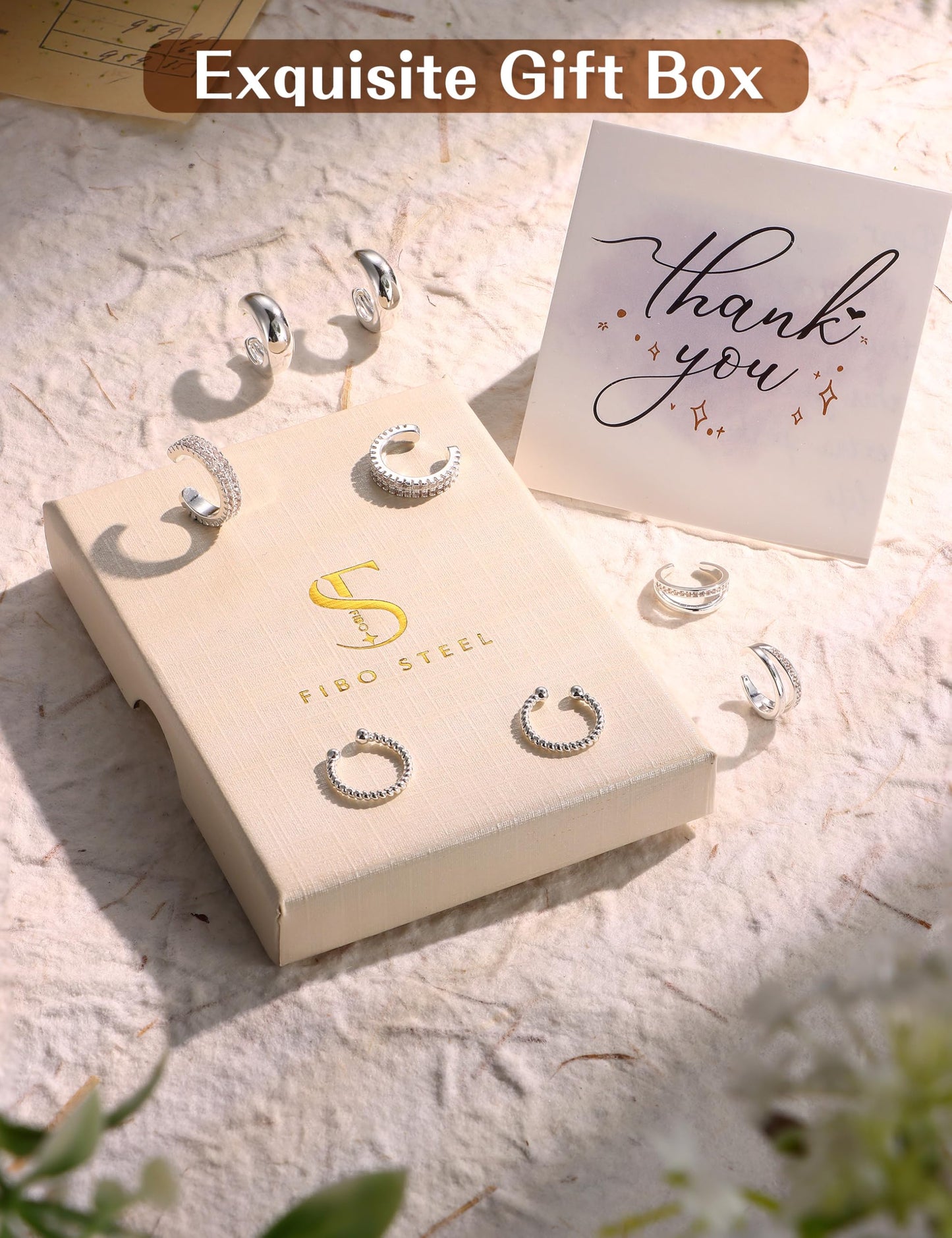 4 Pairs Ear Cuffs Non Piercing - Silver Plated Ear Cuffs Earrings for Women Trendy Ear Cuff for Non Pierced Ears Clip On Carrtilage Earring Lightweight Adjustable Fake Earrings Set Chunky