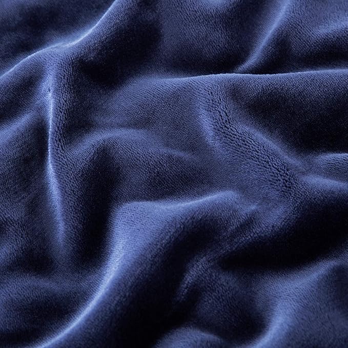 IR Imperial Rooms Sherpa Fleece Throw Blanket Twin Size for Couch - Thick and Warm Fluffy Blankets Winters, Soft and Fuzzy Twin Blanket for Bed and Sofa, Navy, 60x80 Inches