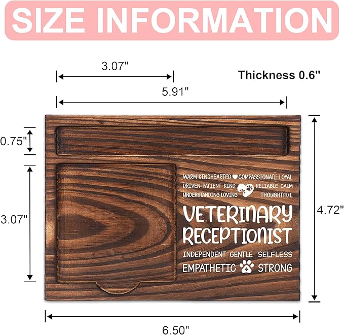 Veterinary Receptionist Appreciation Gifts, Thank You Gift for Veterinary Receptionist, Vet Front Office Coworkers Staff Gifts, Sticky Note Holder Wooden Notepad & Pen Holder 6.5" x 4.7" - FTA275