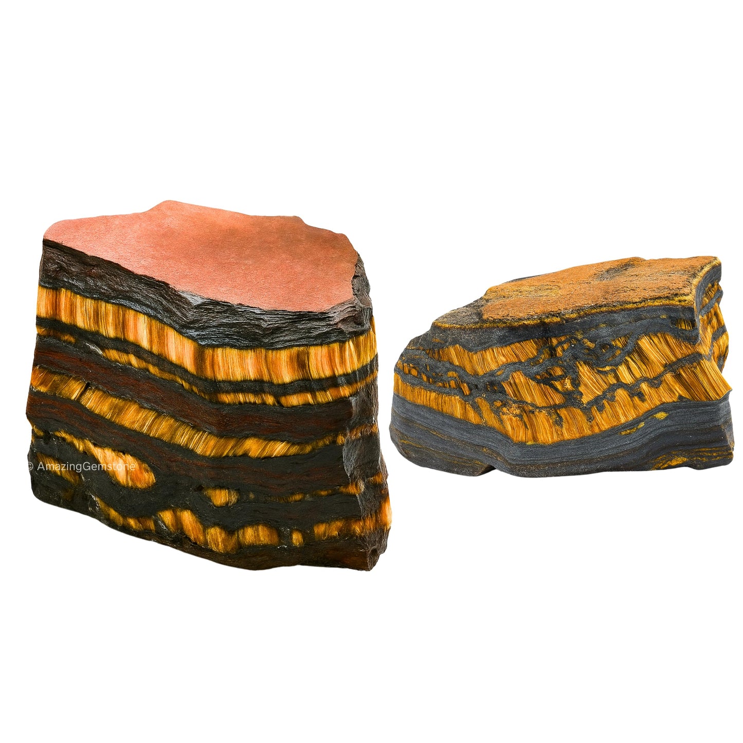 Amazing Gemstone 2 Pieces Iron Tiger Eye Raw Crystals and Healing Stones, Natural Rocks for Tumbling and DIY Raw Stones and Crystals