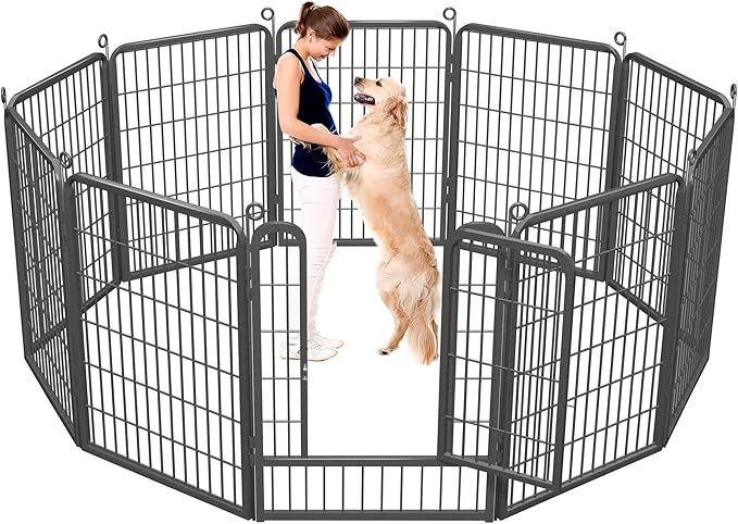 Jhsomdr Dog Playpen Dog Fence Outdoor for Yard, 32inch 48 Panels Dog Pens Outside Anti-Rust Pet Playpen Exercise Pen with Lock for Large Medium Small Dogs, Portable Pet Fence for Yard RV Camping