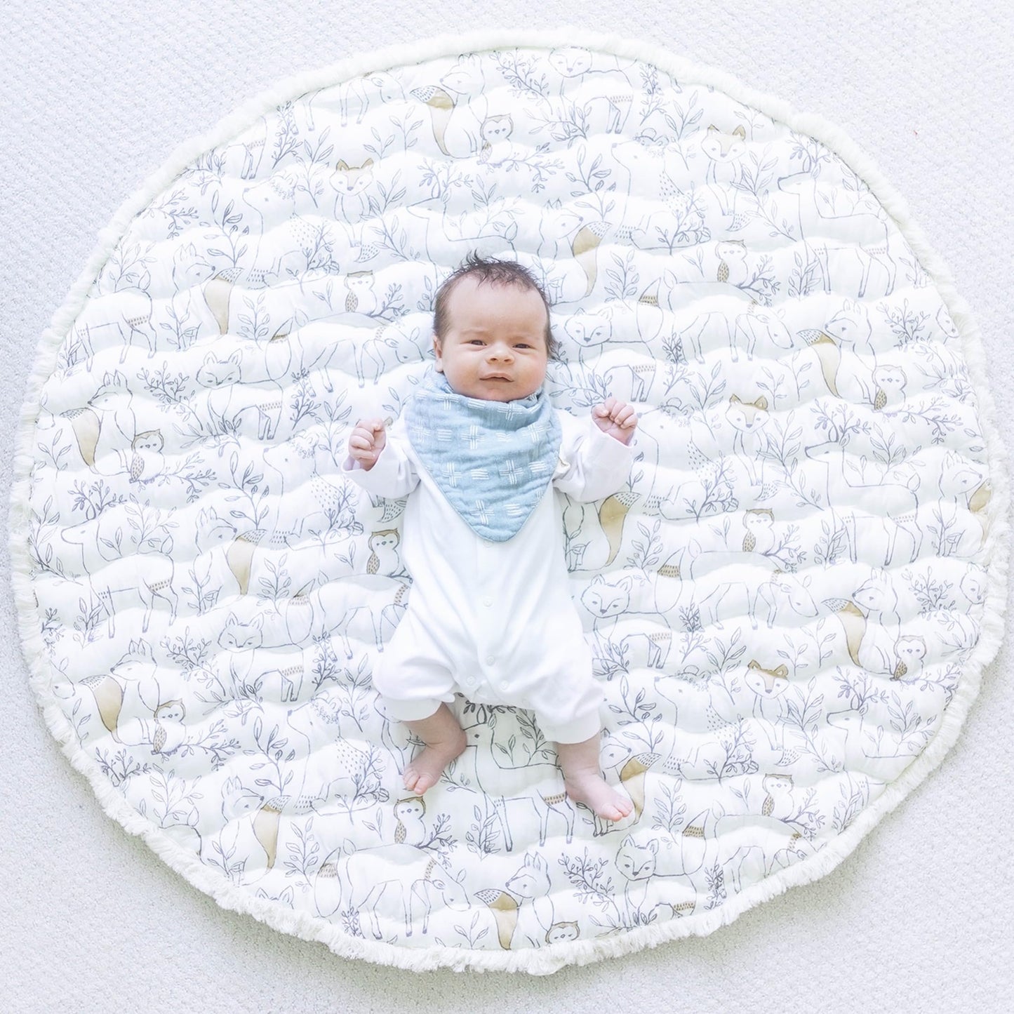 Crane Baby Play Mat, Floor Mat for Babies and Toddlers, 40" x 40", Woodland Animals