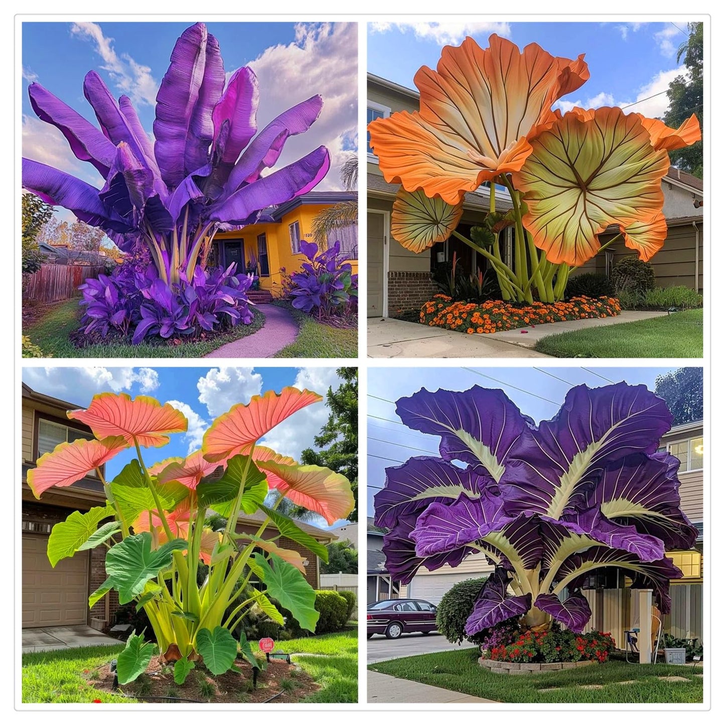 XKJHWSZ Rare Elephant Ear Giant - Magical Hardy Balcony Rare Species Ornamental Value - 2Bulbs b