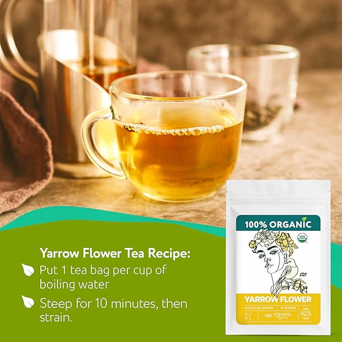 Organic Yarrow Tea (40 Tea Bags) - Support Immune Function, Digestion, Relaxation - Women's Tea for Healthy Cycle and Emotional Balance - Te de Milenrama
