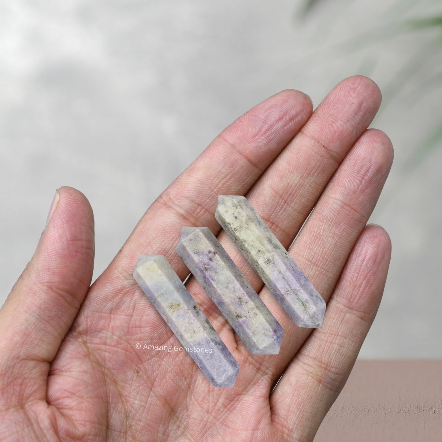 Amazing Gemstone Hackmanite Crystal Points Bulk Healing Crystals - Pack of 3 Double Terminated Healing Wand Point Bulk Crystals for Crafts, Crystal Grid - Premium Crystals for Beginners Gifts