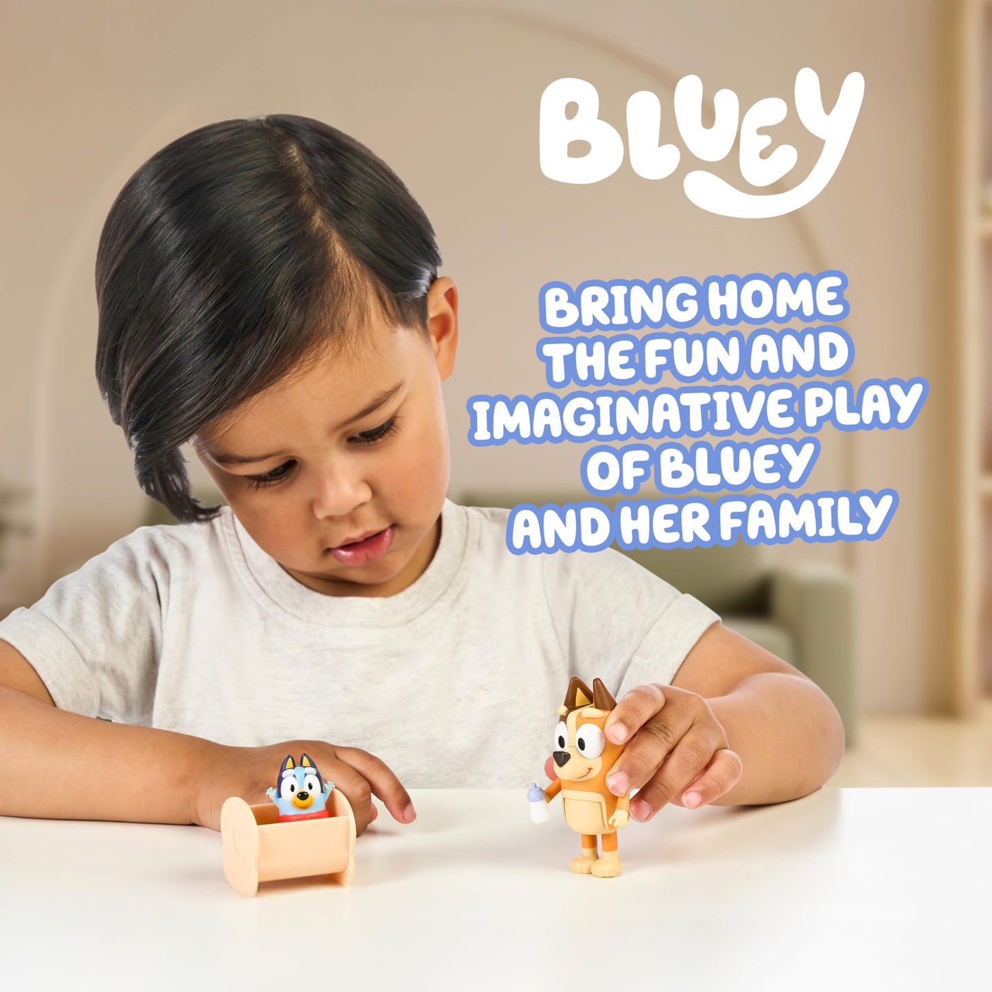 Bluey Baby Race Toy Figurines Pack of 2, Articulated Character Toys with Chilli, and Baby in Cradle Accessory, Small Action Figures Ages 3+