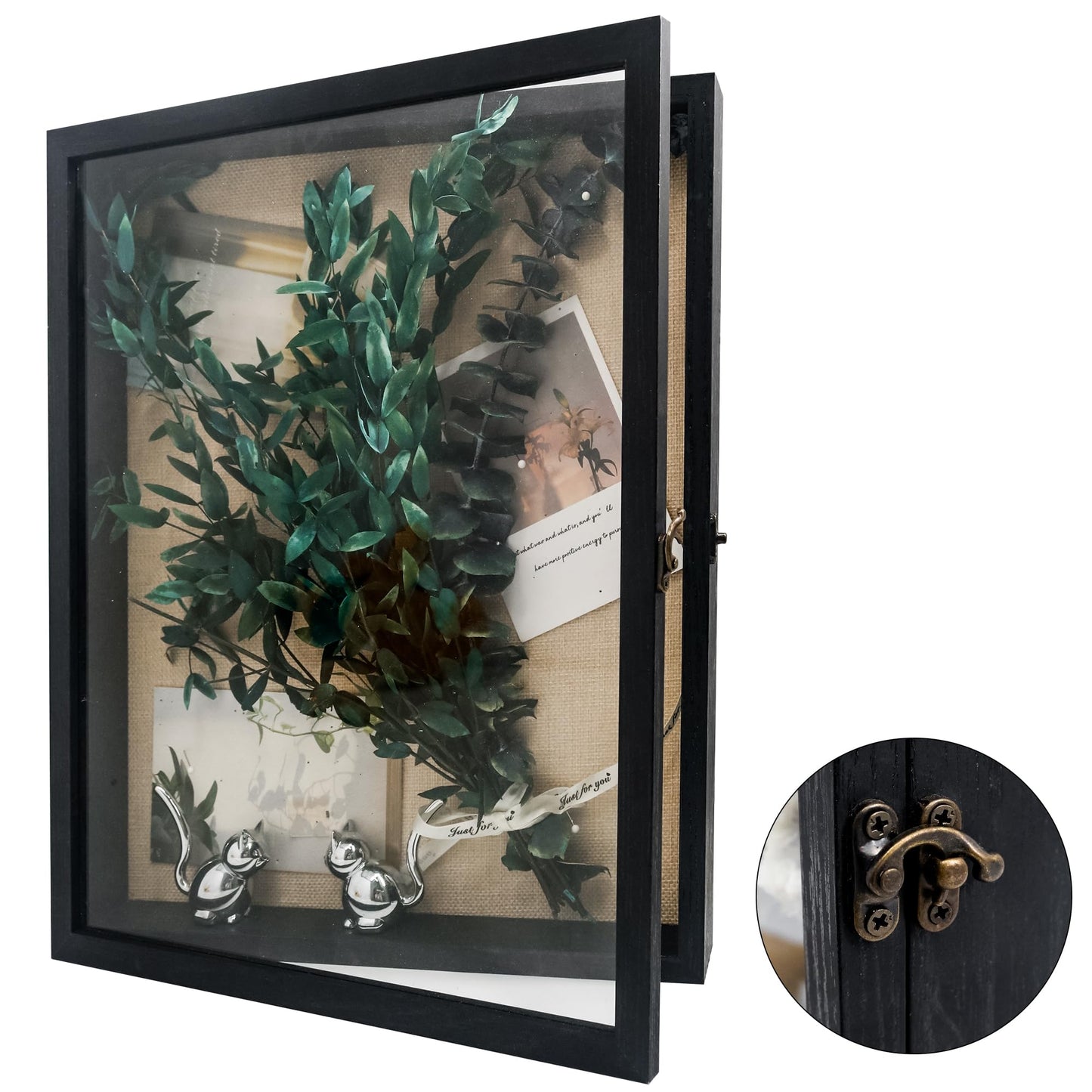 Hodeframe Graduation Shadow Box Frame 13x16, Large Graduation Frames with Glass Window, Metal Lock, Memory Box for Graduation Keepsake, Cap and Gown Black