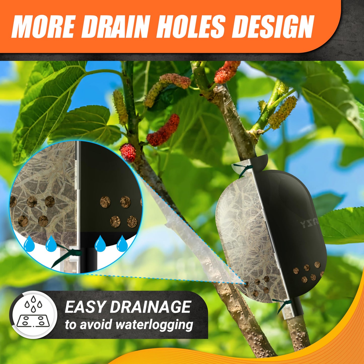 PAMAZY [Upgraded] 9Pcs Tree Root Growing Box with Drain Holes, Half Transparent Plant Rooting Propagation Ball & Metal Core Twist Ties, for Fast Propagation Plants (Size M)