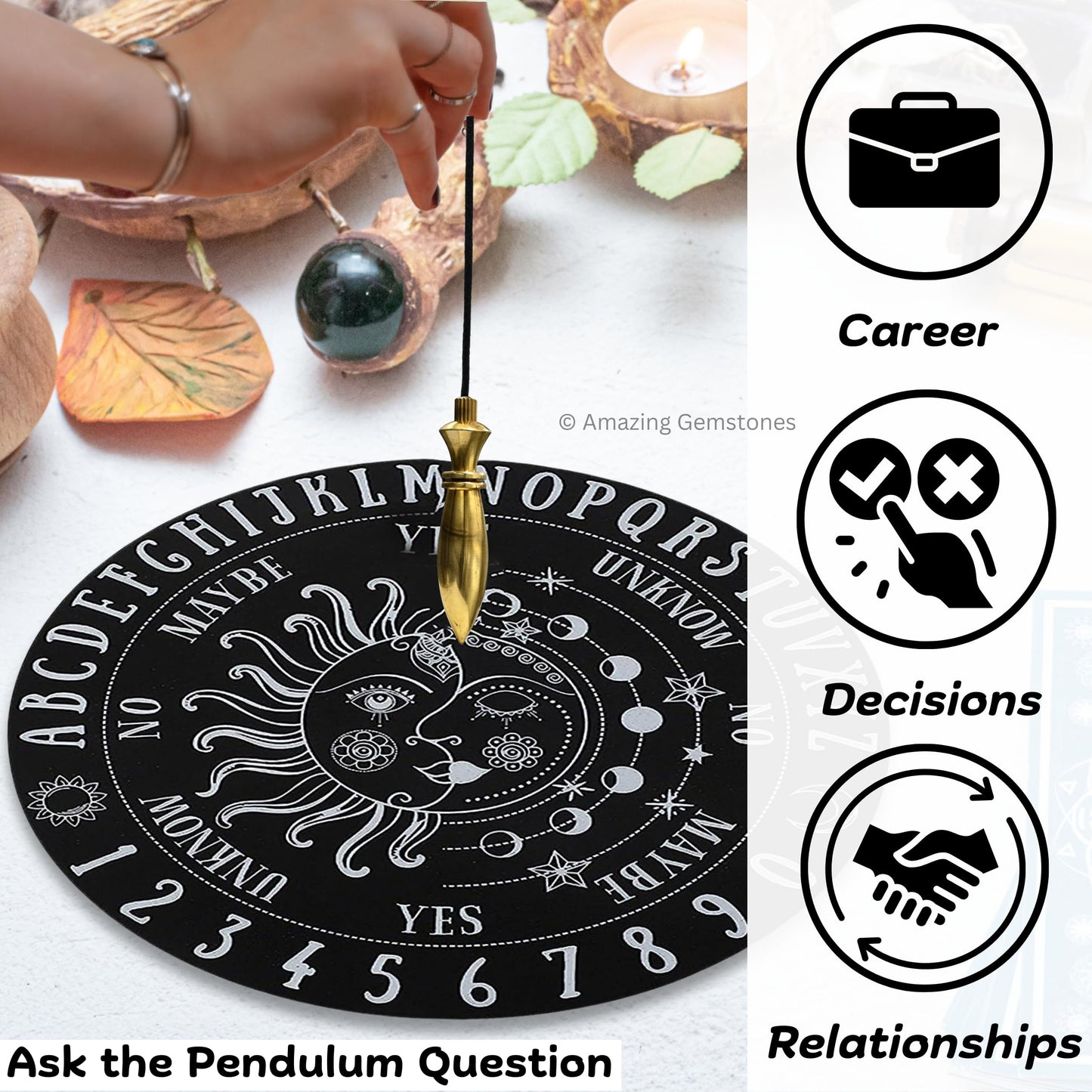 Amazing Gemstone Healing Metal Pendulums for Divination, Gold Karnak 2 Ring Plate Steel Copper Pendulum High Energy Pendulo de Bronce Pendulos de Mesa MP83