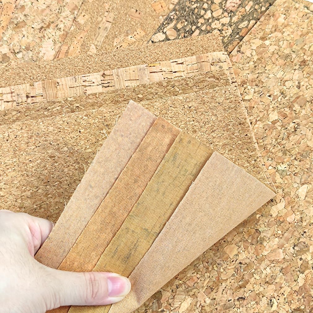 9 Pcs Soft Natural Texture Cork Faux Leather Sheets A4 Size Thin Real Cork DIY Crafts Fabric for Earrings Handbags Wallets Handicraft Accessories