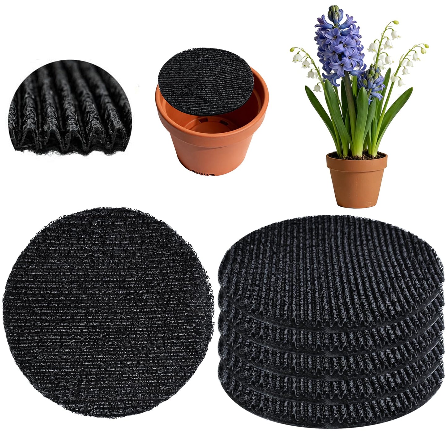 6Pcs 9inch Round Pot Mesh Drainage Discs Double Layer Plant Pot Hole Insert Pads Cutable Bonsai Pot Bottom Grid Mat Mesh Reusable for Indoor Outdoor Potted Plant Prevent Soil Loss Keep Roots Healthy