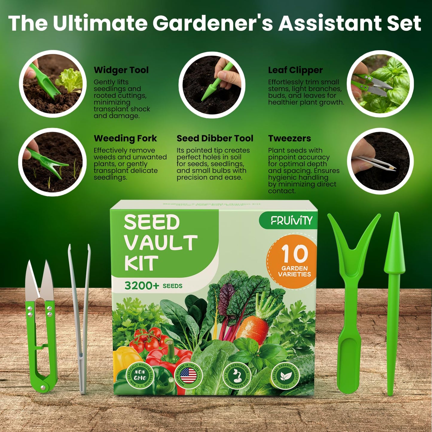 Fruivity 10 Heirloom Seeds Variety Pack - 3200+ Seeds for Planting Vegetables, Indoor Outdoor Garden Seed Starter Kit, Easter Unique Gift for Mother, Women, Mom, Friend, Her