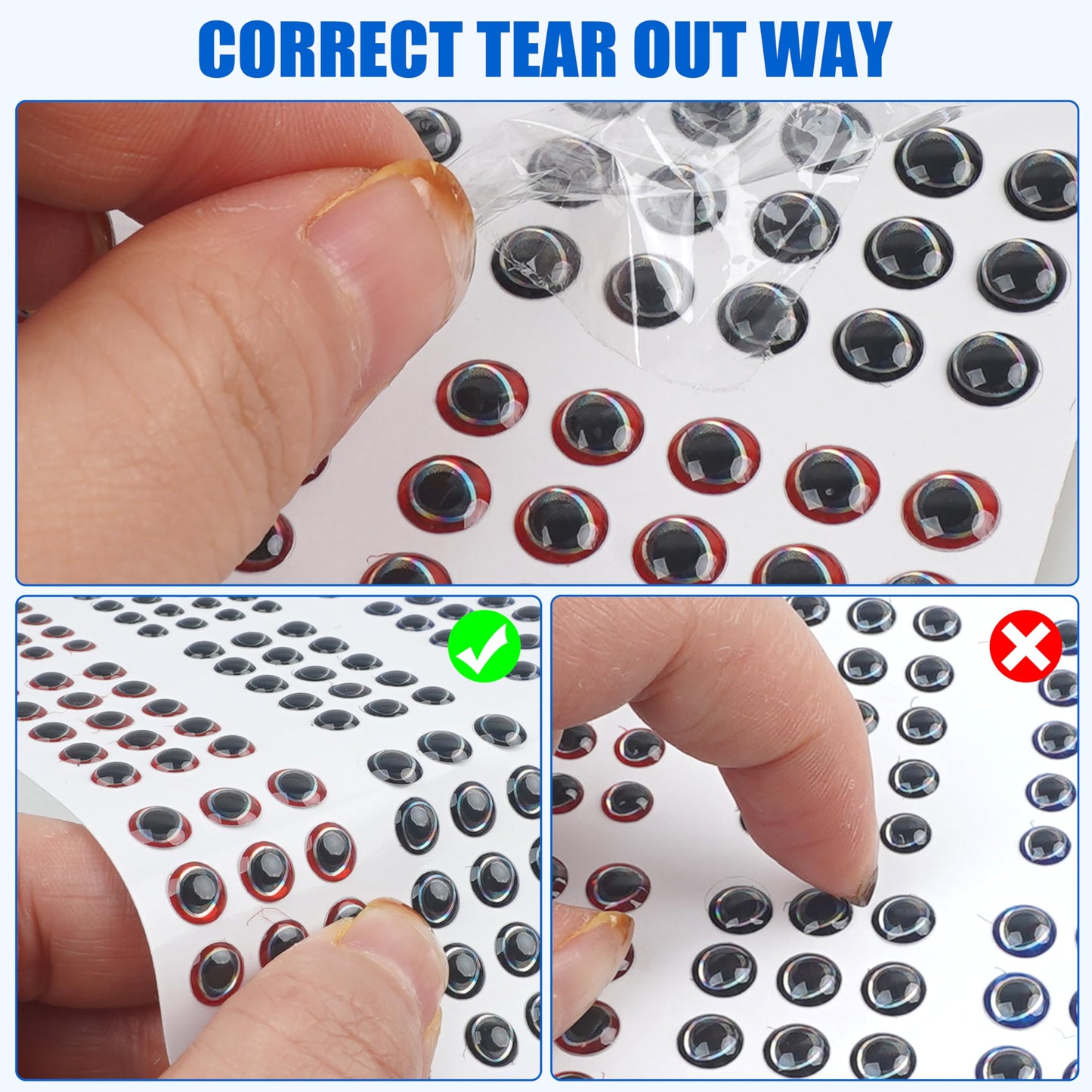 SILANON 1425pcs Fishing Lure Eyes, 3D/4D/5D Fishing Eyes Artificial Realistic Fish Eyes Fly Tying Eyes for Making Fishing Bait Lures Crafts DIY Materials Tool
