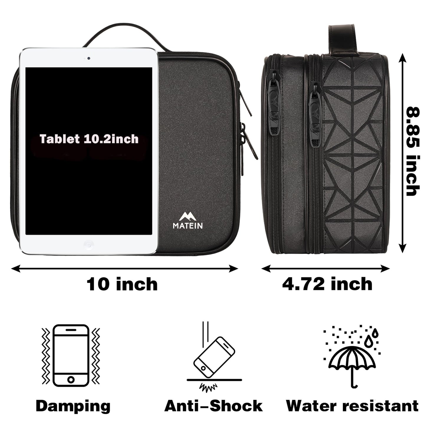 MATEIN Cable Organizer Bag, Waterproof Travel Electronic Storage, Shockproof Portable Double Layer Tech Bags Carrying Case for Cord, Earbuds, Charger, SD Card, DJ Gifts, Black