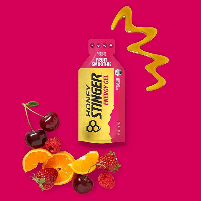Honey Stinger Energy Gel Variety Pack | 12 Packs Each of Gold and Organic Fruit Smoothie | Gluten Free & Caffeine Free | Sports Nutrition for Home & Gym, Pre and Mid Workout