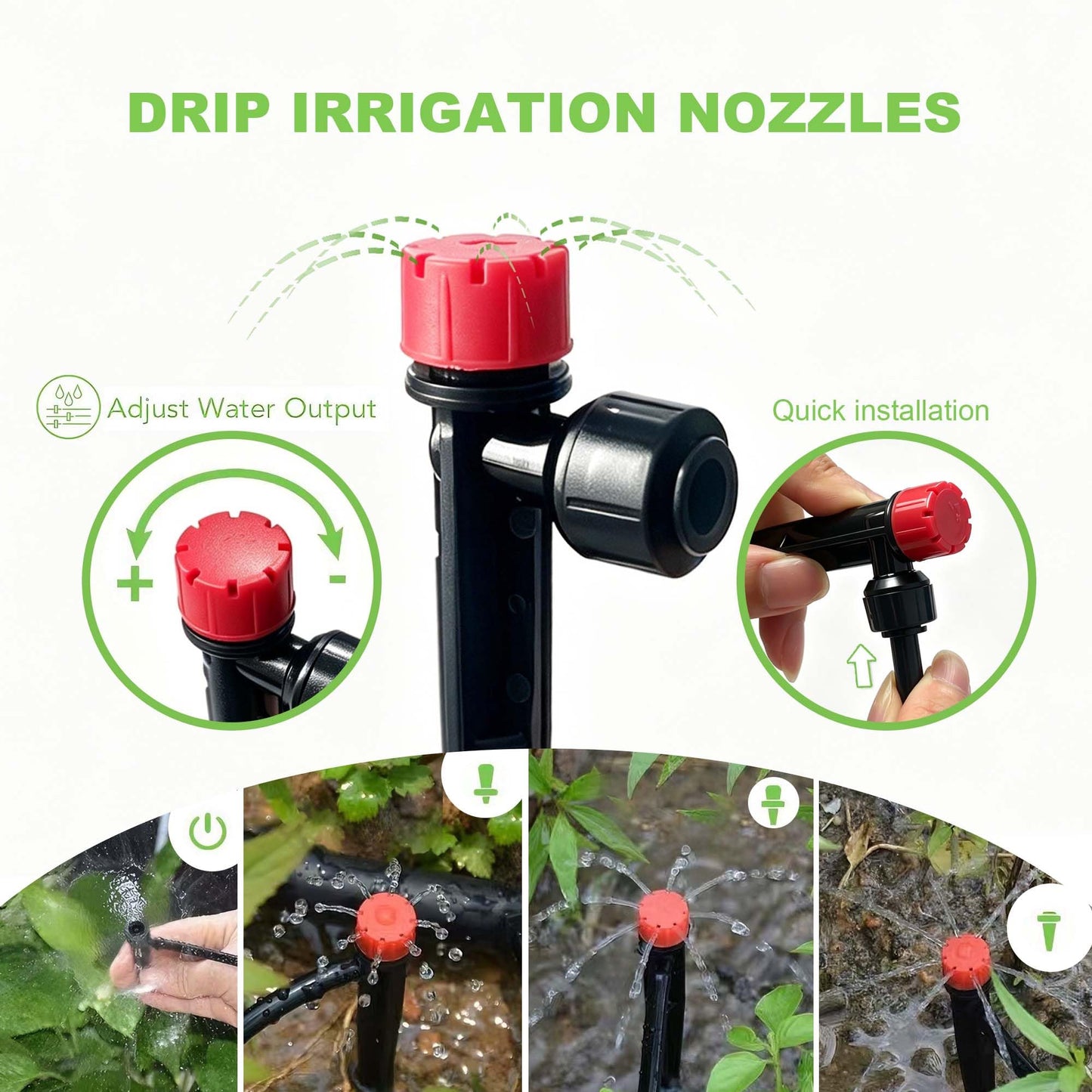 Torioweg Brass Connector Drip Irrigation System, Quick-Connect Garden Watering System Kit with Adjustable 360° Umbrella & Drip Emitters for Greenhouse, Garden Grid, Lawn, Potted Plant (15FT+ 78FT)