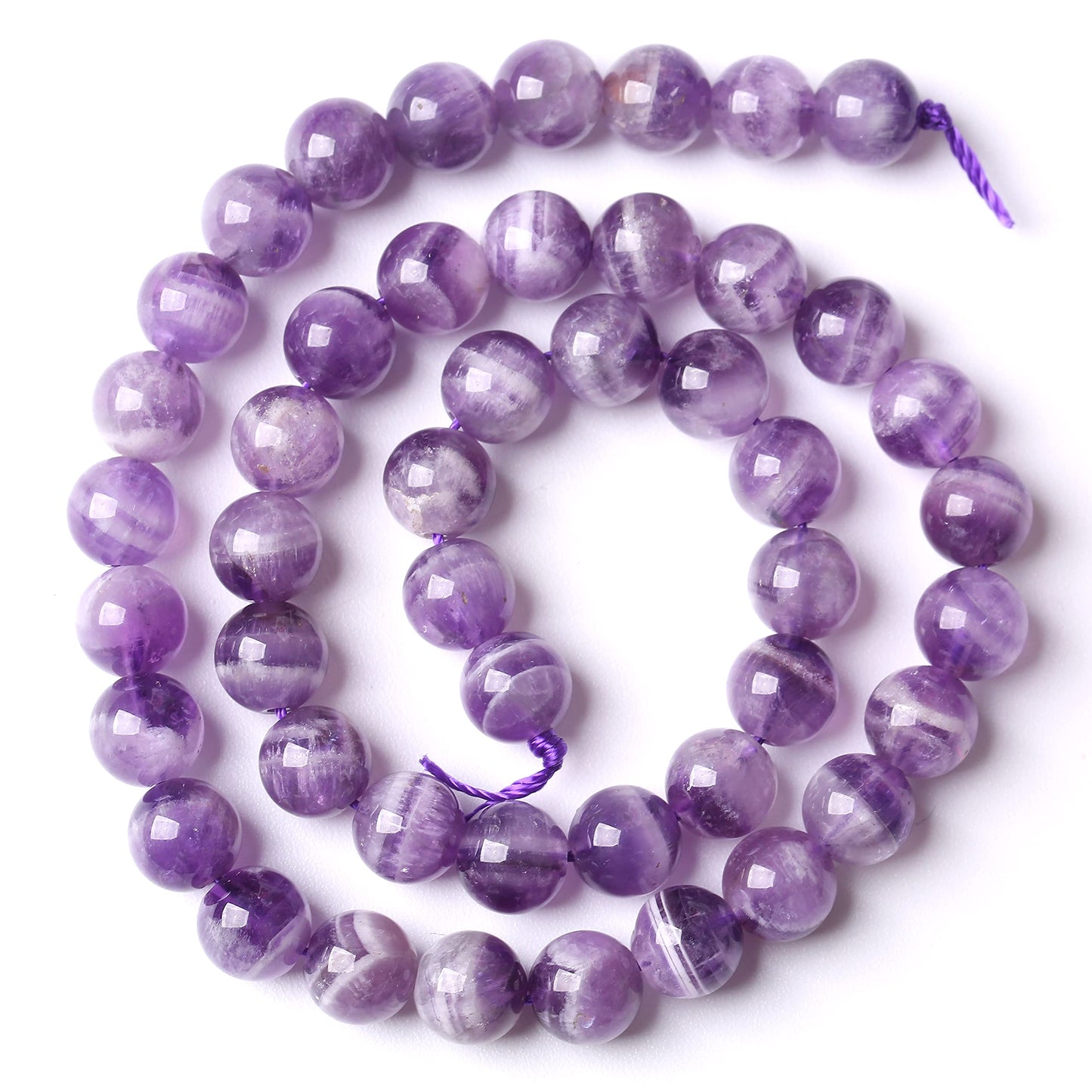 Natural Purple Dream Lace Amethysts Beads Crystal Round Loose Beads for Jewelry Making 6mm 60PCS 1 Strand 15" (Purple Dream Lace Amethysts, 6mm)