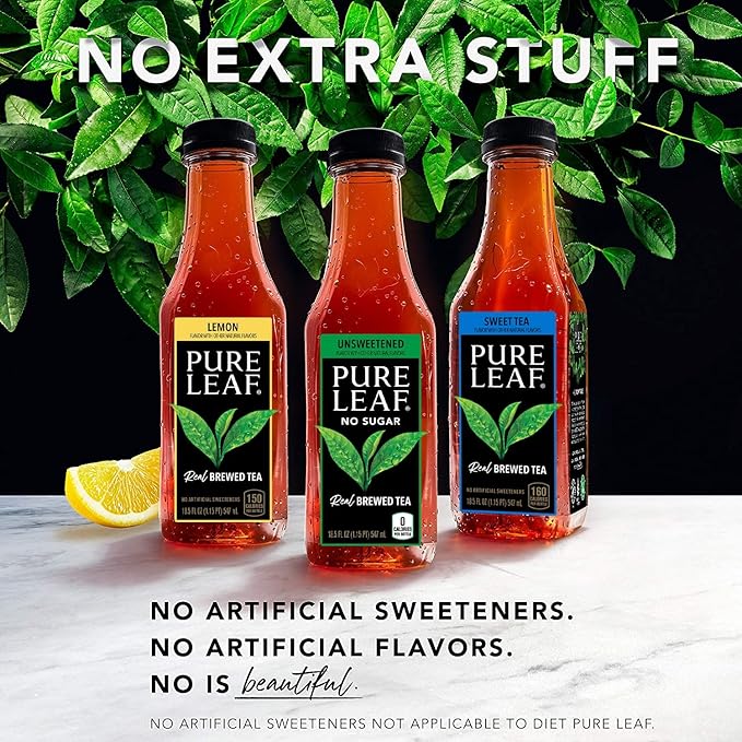 Pure Leaf Iced Tea, Sweet Tea, Real Brewed Tea, 18.5 Fl Oz Bottles (Pack of 12)