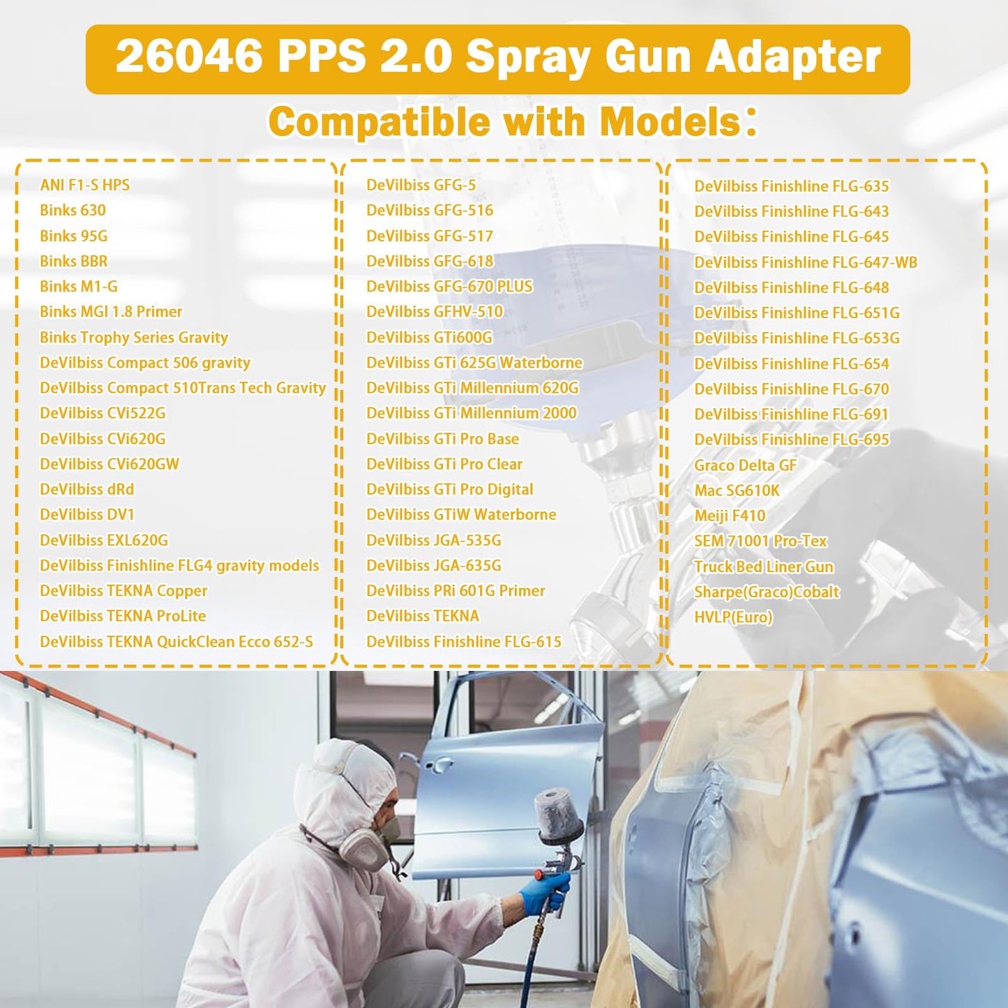 ulapithi 26046 PPS 2.0 Spray Gun Adapter #S15 3/8 Inch Male 19 Thread BSP Compatible with 3M, Connects Several Paint Gun Brands to PPS 2.0 Paint Spray System -1 Pack