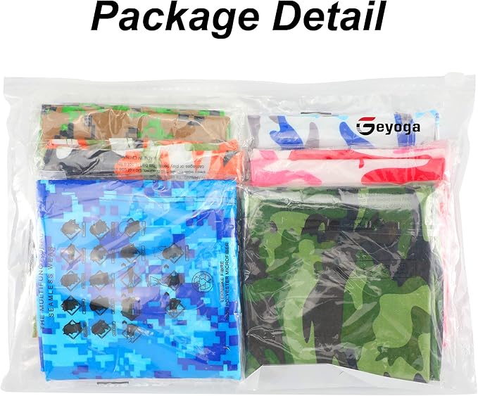 Geyoga 6 Pieces Winter Face Mask for Men UV Protection Mask Sunscreen Breathable Windproof Neck Gaiters Scarf Fishing Cycling Running (Camouflage Colors)