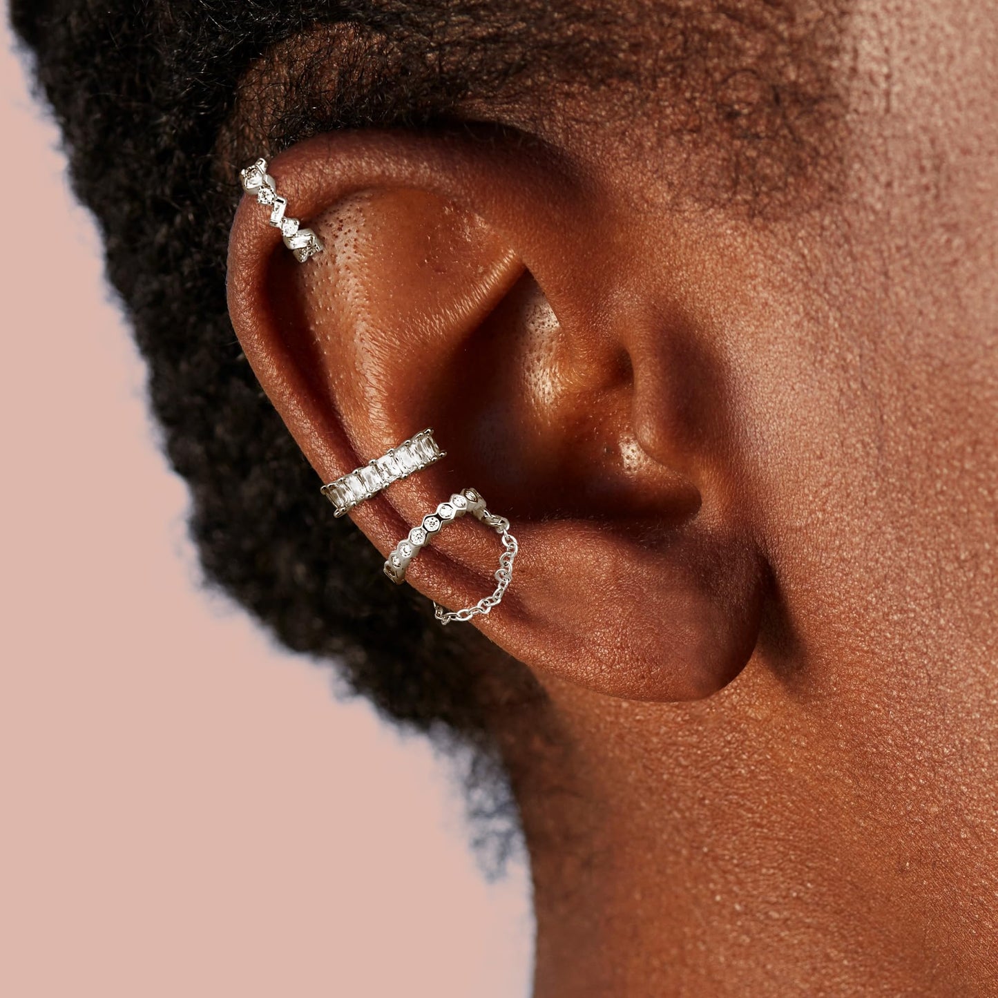 Dochais Ear Cuffs Non-Piercing Earrings for Women Cute Small Clip-On Cartilage Earring 14k Gold Plated Dainty Fake Piercings Earings Silver Style2