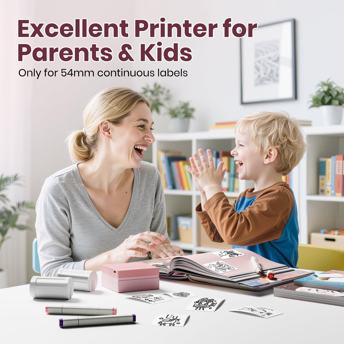 ETIKEZ Sticker Printer, PM290C Portable Mini Printer, Inkless Bluetooth Sticker Maker with 3 Rolls Paper, Impresora Portátil for Notes, DIY, Gift, Smart AI APP, Print Pod for Office, Pink 1pack