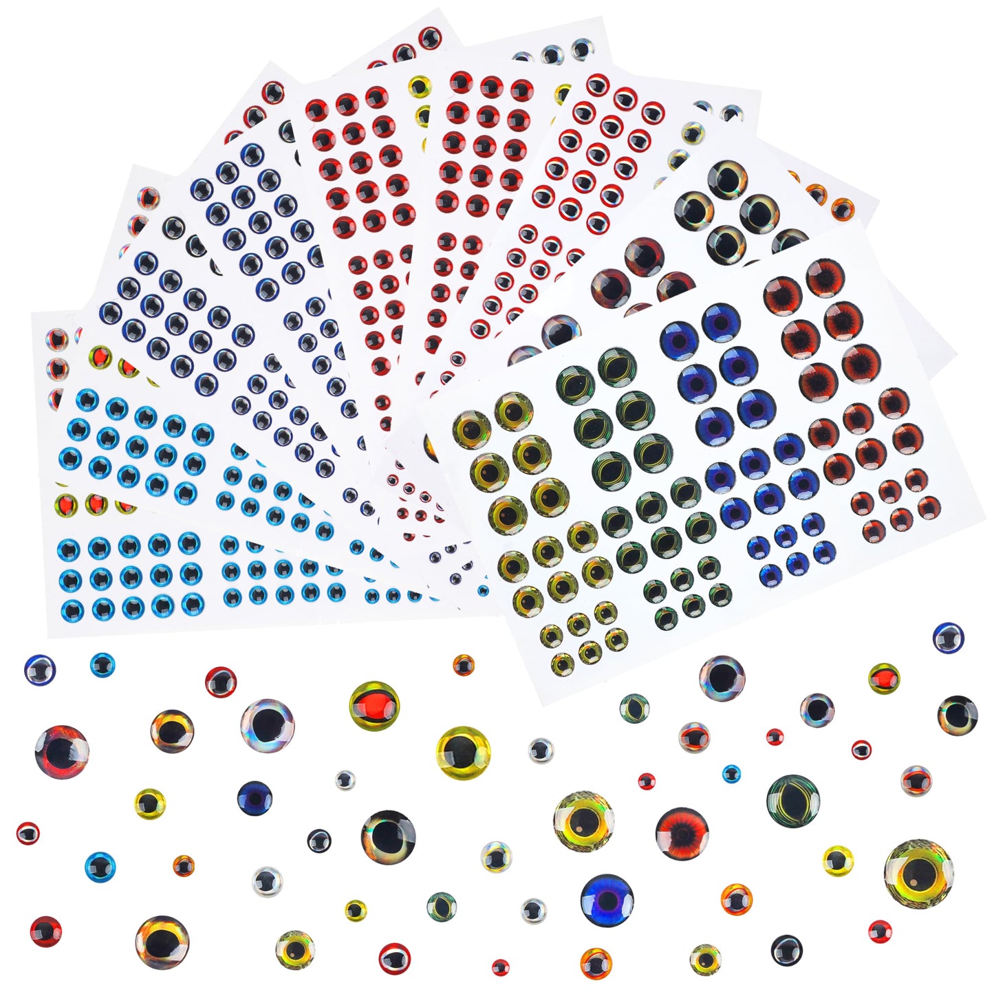 SILANON 1425pcs Fishing Lure Eyes, 3D/4D/5D Fishing Eyes Artificial Realistic Fish Eyes Fly Tying Eyes for Making Fishing Bait Lures Crafts DIY Materials Tool