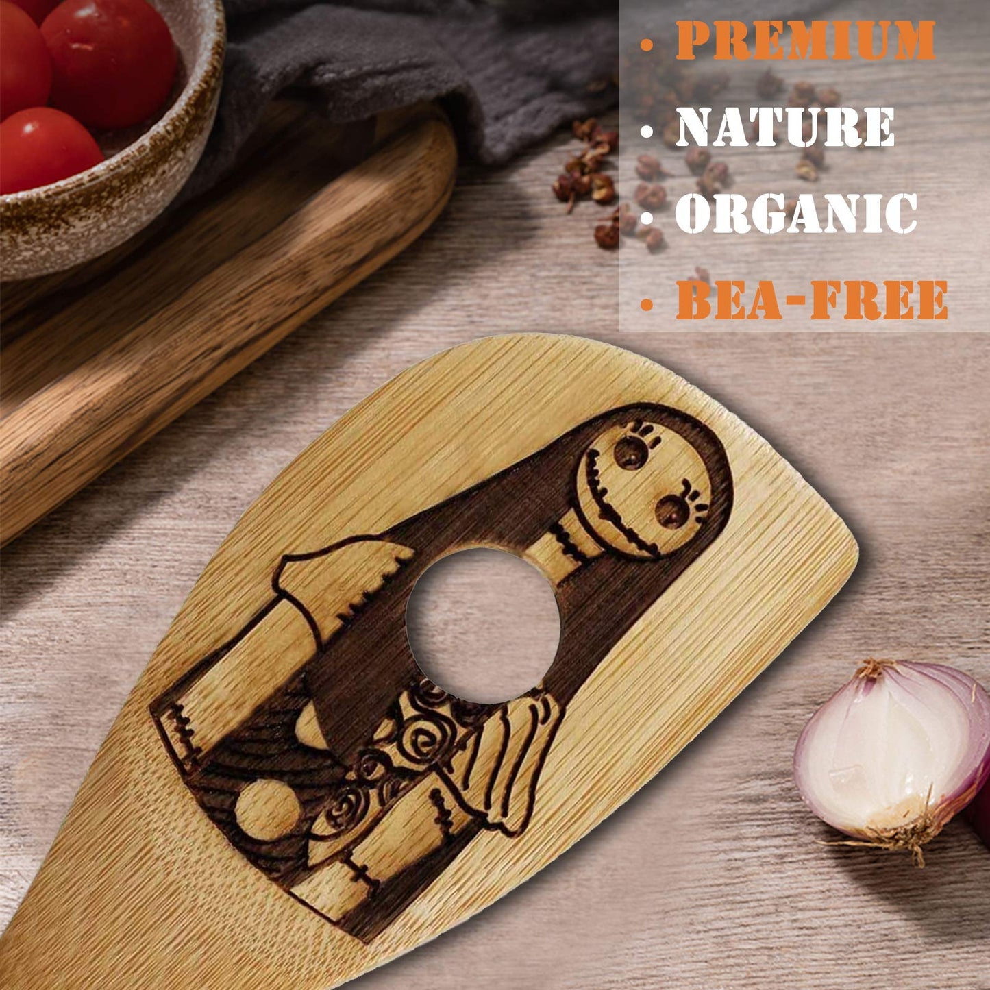 Nightmare Before Christmas Gifts - 5 Pcs Wooden Spoons for Cooking,Halloween Kitchen Utensils Set,Cooking Utensils set for Halloween Decor
