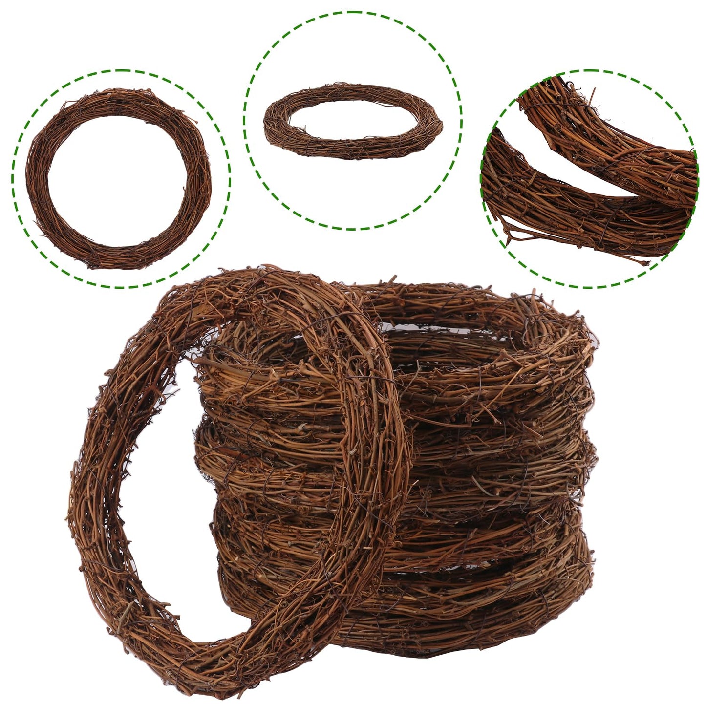 GNIEMCKIN 7 Pack 11.8 Inch Natural Grapevine Wreaths, Vine Branch Wreath, Grapevine Garland for DIY Crafts and Christmas Decorations, Ideal for Indoor and Outdoor Use