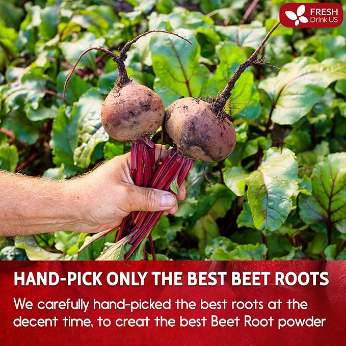 FreshDrinkUS, Premium 20oz Beet Root Powder, 100% Natural and Pure from Beet Root, Beetroot Powder Perfect for Smoothies, Energy Booster, Soups and Sauces. No Additives, No Gluten, No Sugar, Vegan