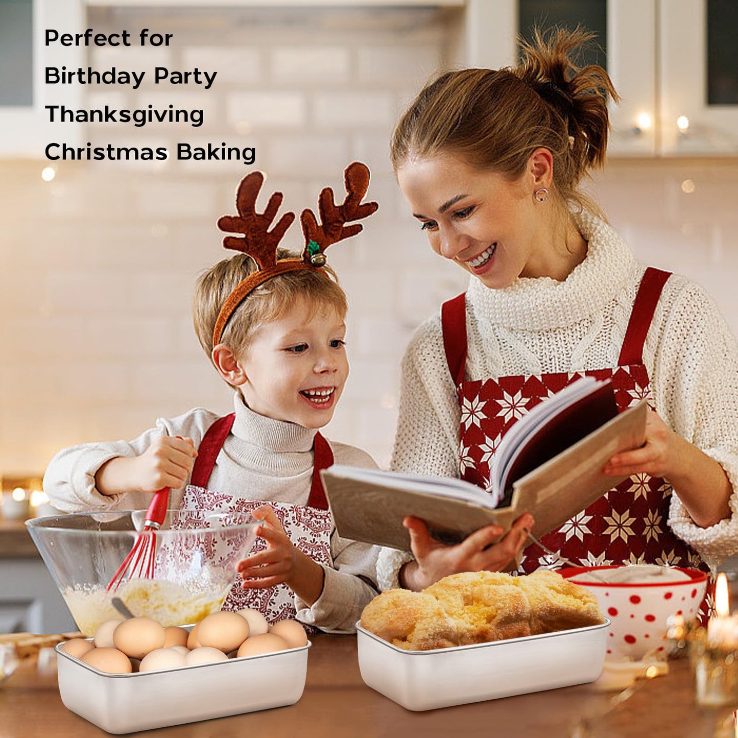 Onader Bread Loaf Pans Set of 8, 9 x 5 Inch Stainless Steel Deep Meatloaf Pan for Baking