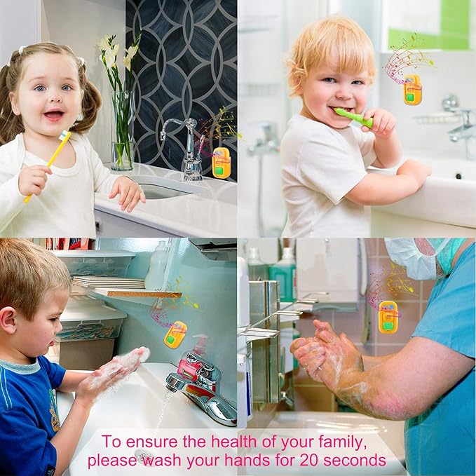 Musical Timer for Kids, Battery Powered 2 Minute Toothbrush Timer and 20 Seconds Bathroom Hand Wash Timers with LED Color Light, 3 Volume Options Musical Timers for Children Training Coach