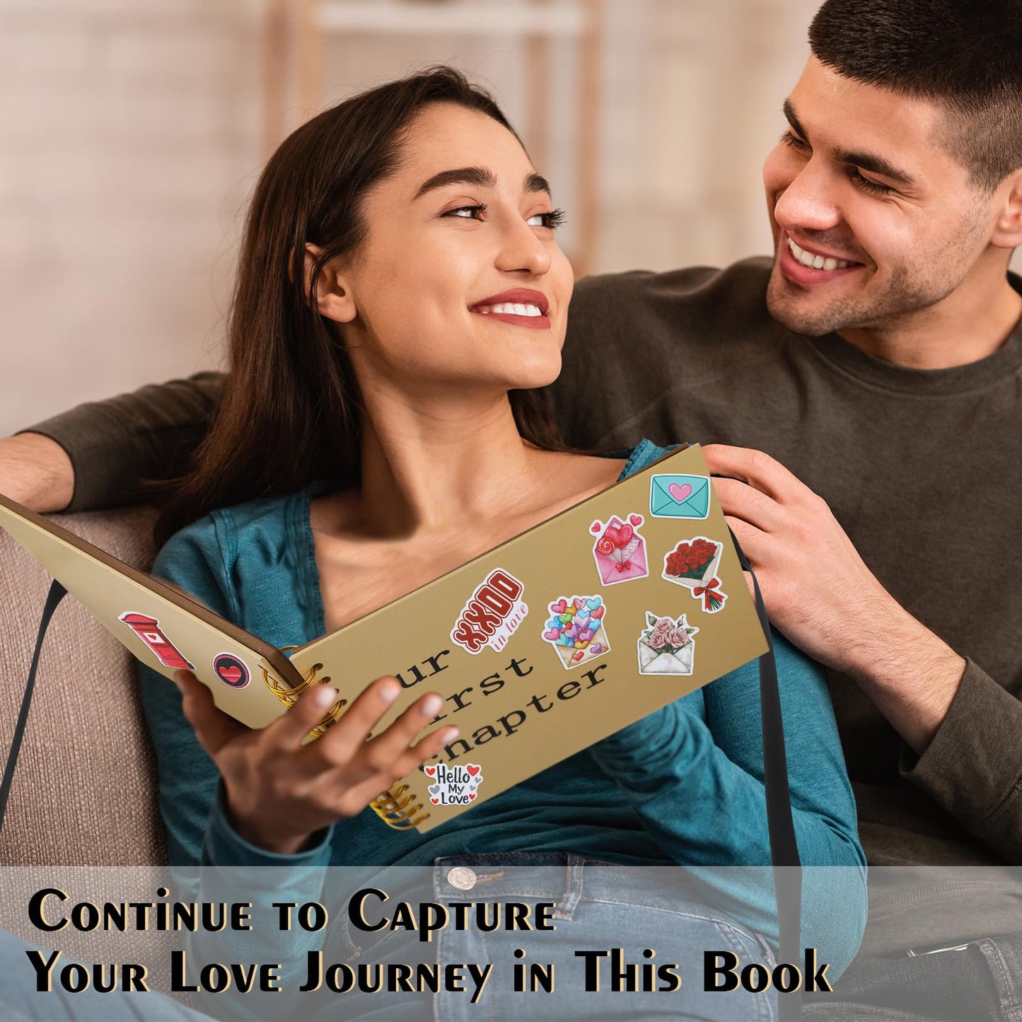 Epakh Valentine Scrapbook 1 Year Gift for Her Our First Chapter Anniversary Scrap Book Supply Souvenir Memory Book DIY Kit Gift 8.3" for Galentine Wedding Birthday Anniversary Journaling Accessory