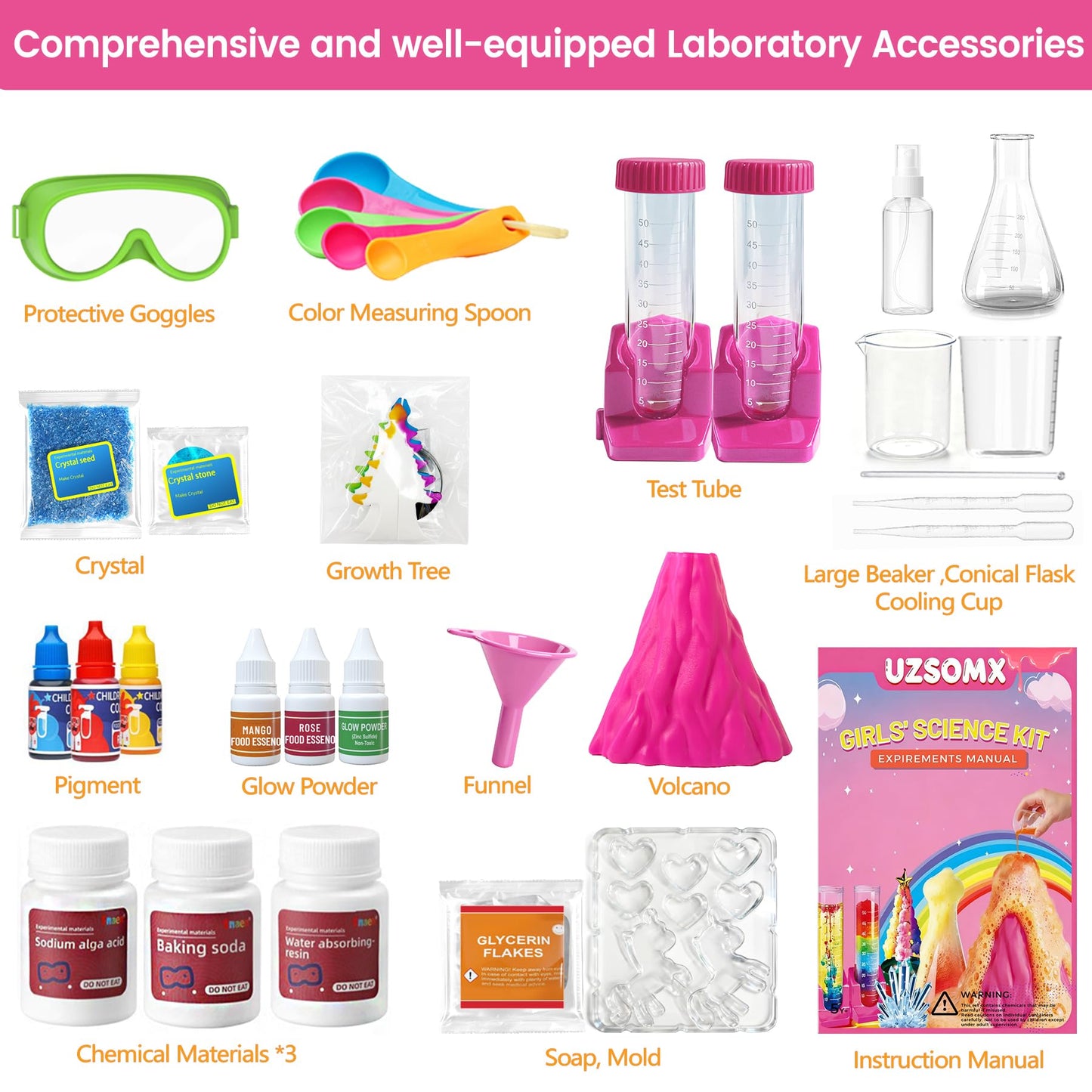 My First Science Kit for Kids Ages 4-5-6-7-8, 150+ Science Experiments Stem Toy Learning & Educational Projects with Chemistry Set, Crystal Growing, Volcano Science Kit