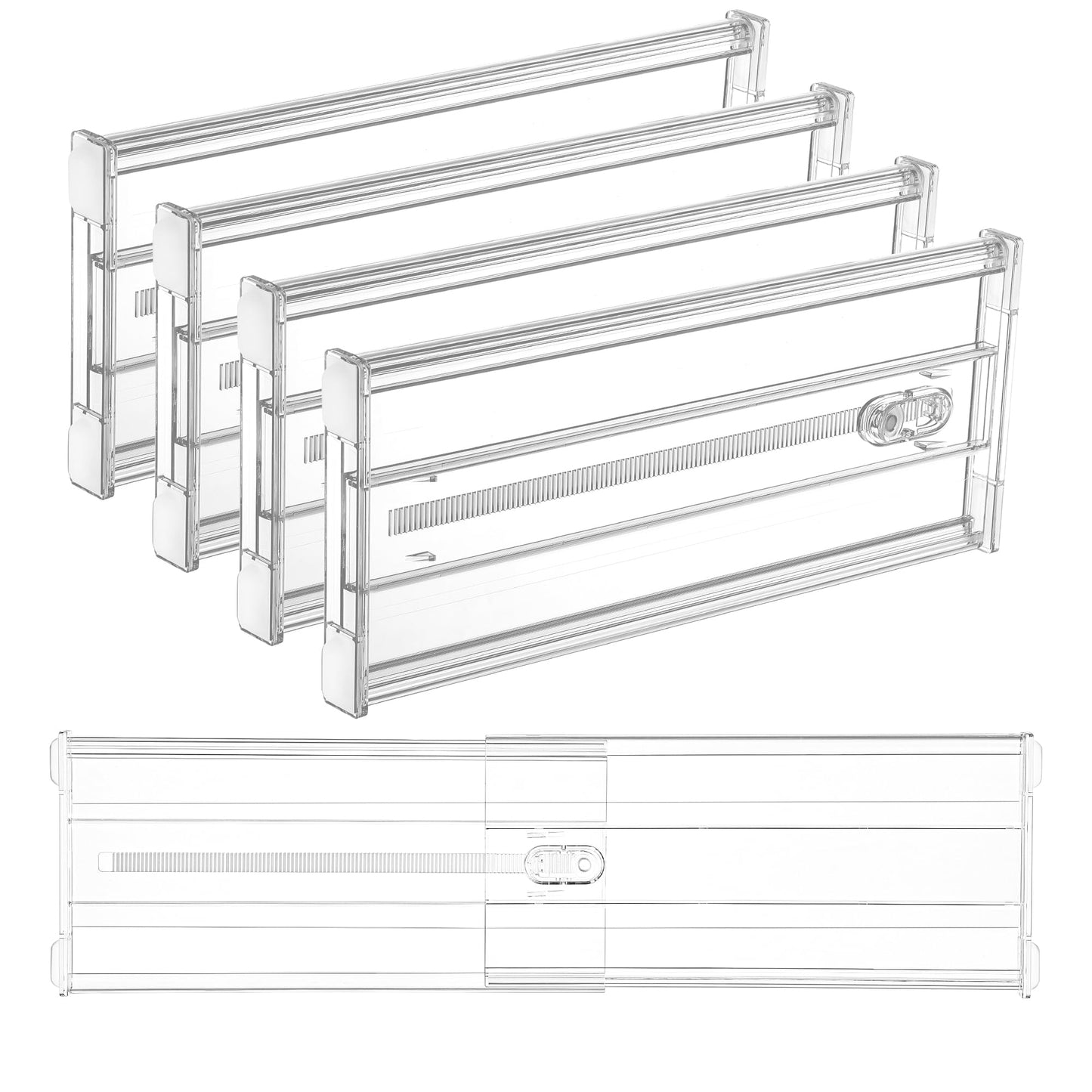 Vtopmart 4 Pack 6" Tall Upgrade Drawer Dividers for Big and Deep Drawer, 12.8"-22.3" Adjustable Expandable Dresser Drawer Organizer, Clear Plastic Separators for Dresser, Baby Supplies, Kitchenware