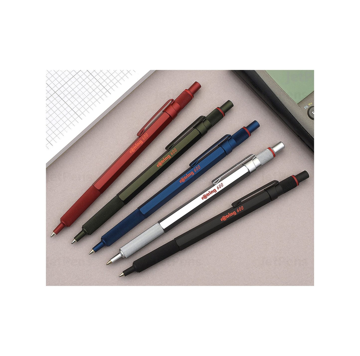 rOtring 600 Ballpoint Pen, Medium Point, Black Ink, Red Barrel, Refillable