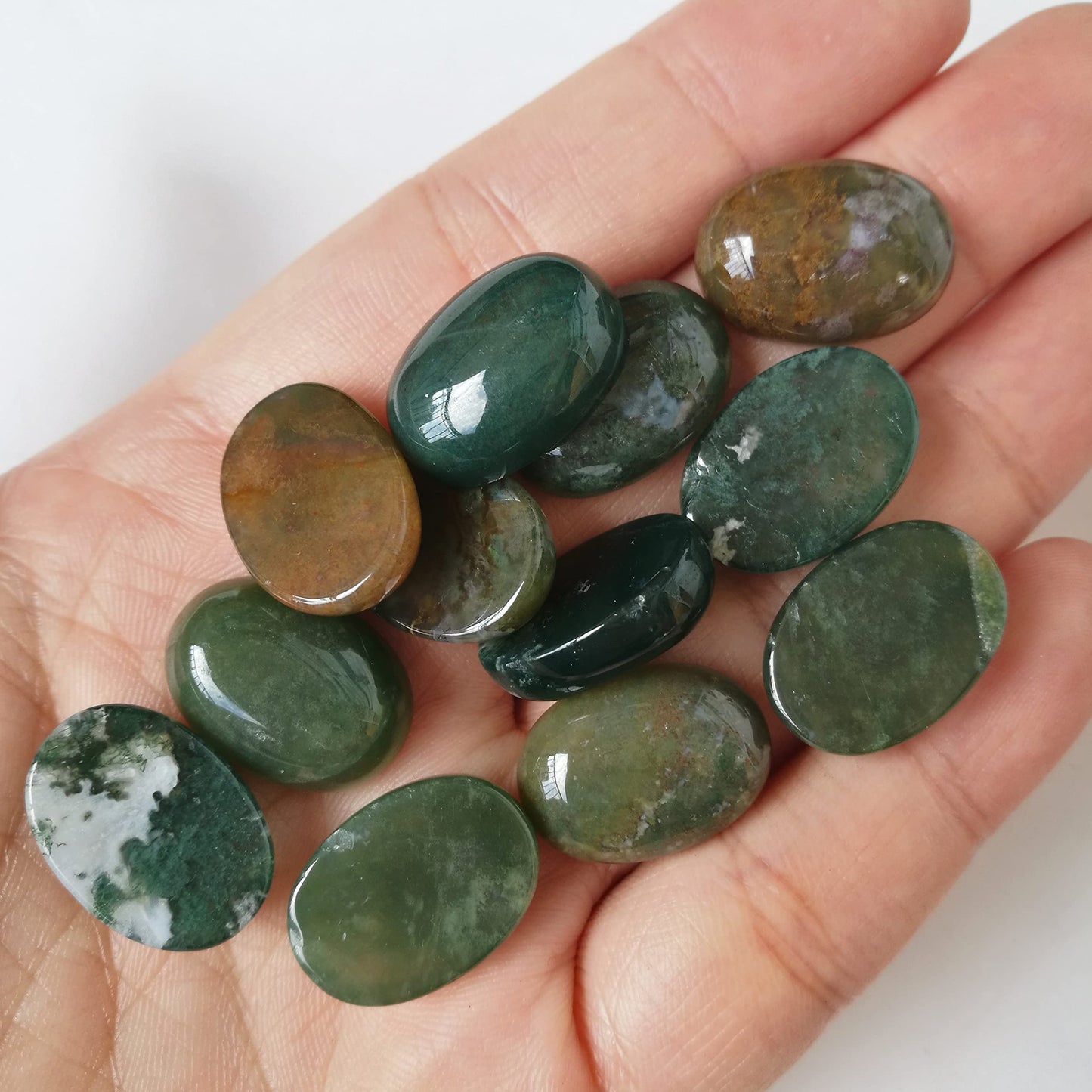 Bacatgem 7 Pcs India Agate Oval Cabochons Flatback Crystal Stone Gemstones Beads for Jewelry Making DIY,18x13mm