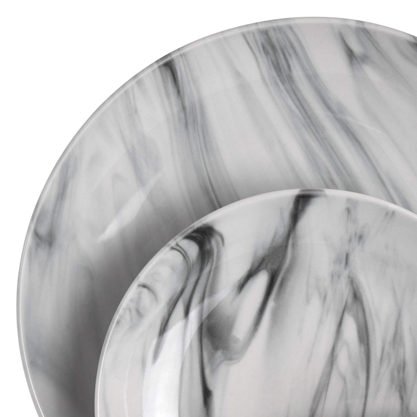 Elama Fine Marble 16 Piece Stoneware Dinnerware Set in Black and White