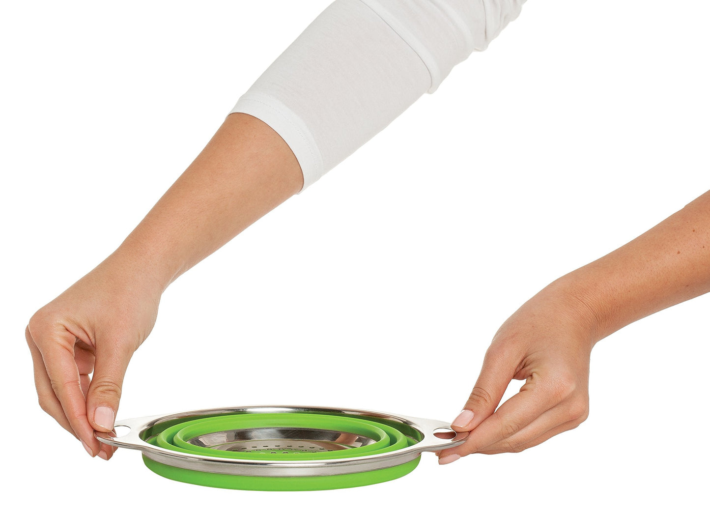 HIC Kitchen Collapsible Colander, Silicone and 18/8 Stainless Steel, 1.5-Quart