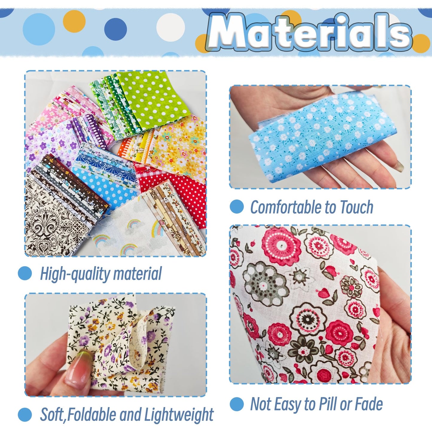 150Pcs 4" x 4" (10cm x 10cm) Cotton Craft Fabric Bundle Squares,Squares Sheets Patchwork,Pre-Cut Quilt Squares,DIY Sewing Quarters Bundle,Quilting Fabric Bundles