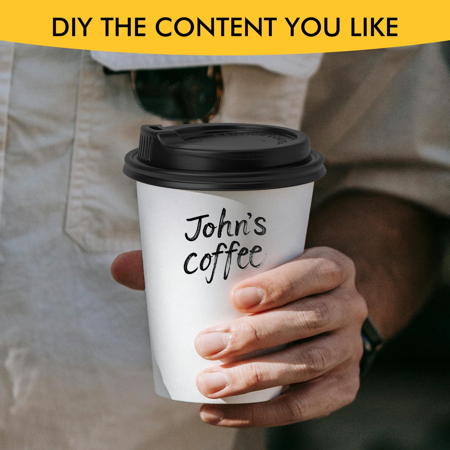 RACETOP [100 pack] Disposable Coffee Cups with Lids 12 oz, Hot Paper Cups with Lids, To Go Cup with Lid