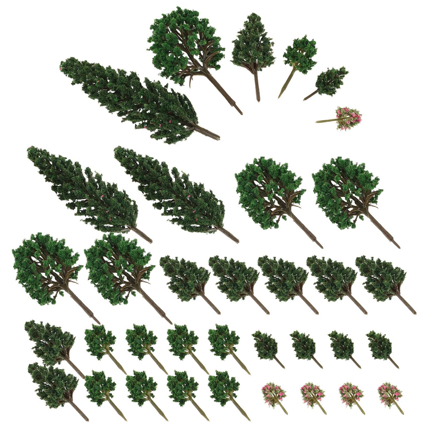 NUOBESTY Plastic Mini Model Trees Railway Pine Tree Model for Diorama Sand Table Landscape Decor Miniature Forest for Railroad Craft Building Cake Topper 38pcs