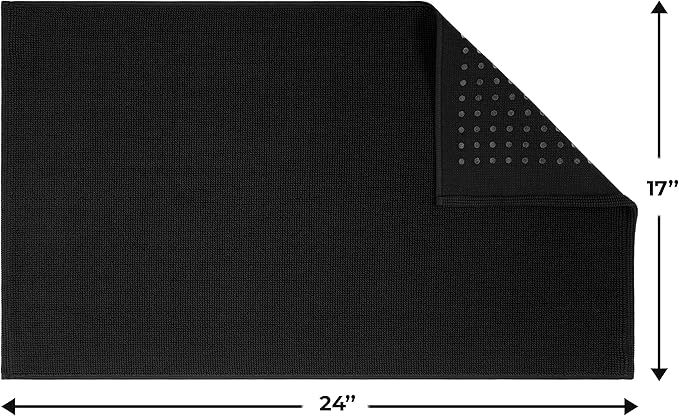 Cotton Paradise 100% Cotton Non Slip Bath Mats for Bathroom, 17x24 inch Soft Absorbent Quick Dry Machine Washable Floor Bath Mat, Black