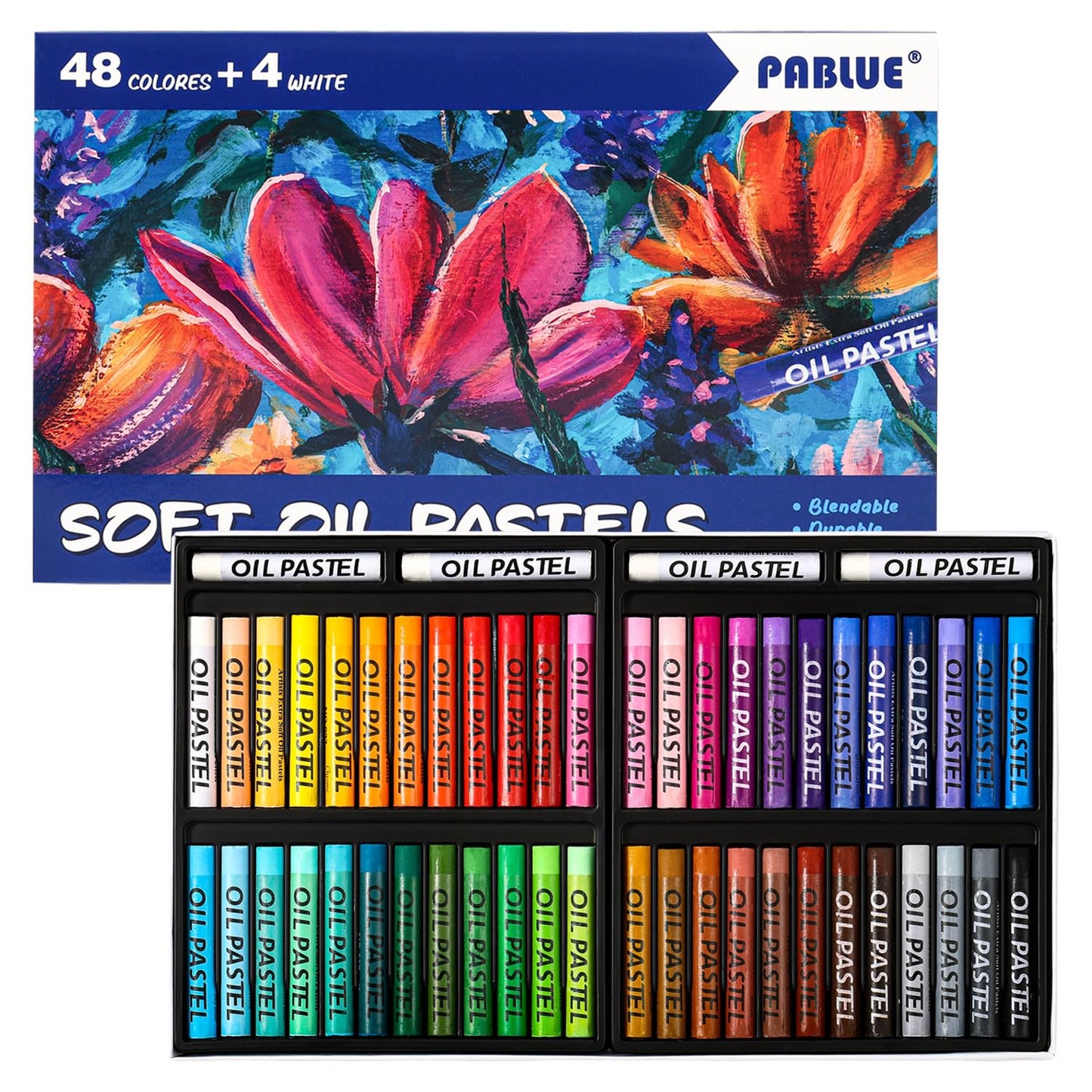 PABLUE Oil Pastels 48 Colors, Soft Oil Pastel Crayons for Drawing Blending,Layering, Shading, Art Supplies Gift for Artists, Beginners