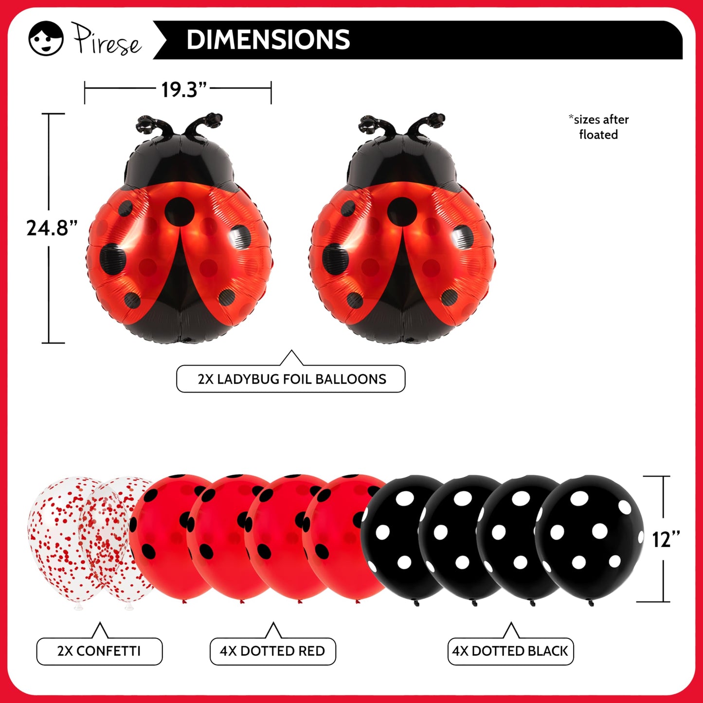 Pirese Ladybug Birthday Decorations, Ladybug Party Banner with Balloons, Pre-Strung Happy Birthday Decor Kit