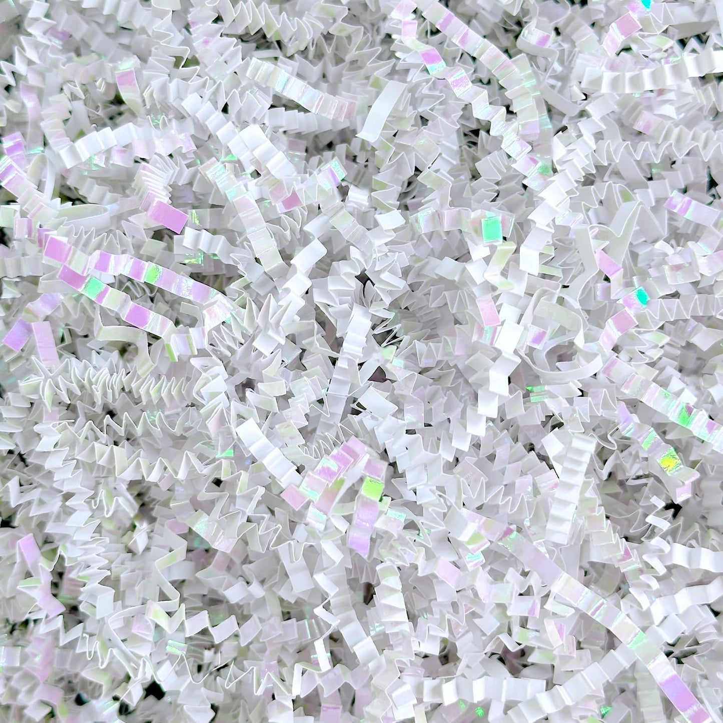 Corlcol 1LB Iridescent Crinkle Cut Paper Shred Filler for Gift Box Bag and Basket On Holidays(Diamond White)