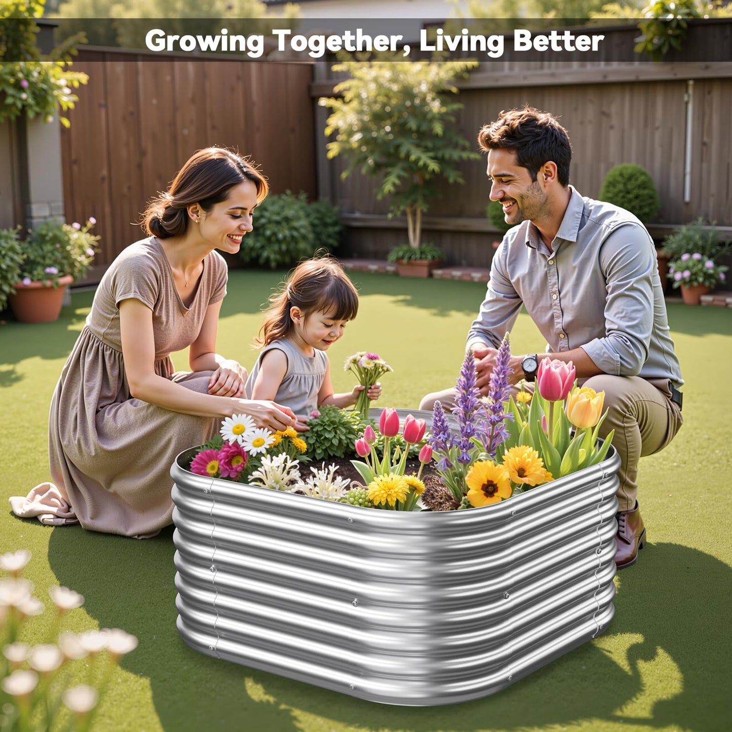 CATMANOR 4 Pack 2x2FT Corrugated Galvanized Steel Raised Garden Bed Outdoor, Metal Above Ground Garden Bed for Vegetables and Flowers, Raised Beds for Gardening-2x2FTx10Inch