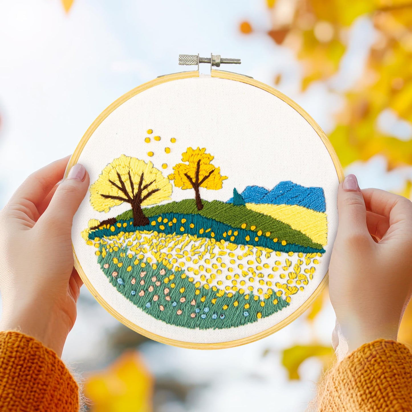 DIAMOND DOTZ Kits - Embroidery Autumn Fields: A Perfect Embroidery Kit for Beginners and Adults to Create Stunning Seasonal Designs with This Easy-to-Use Embroidery Kit