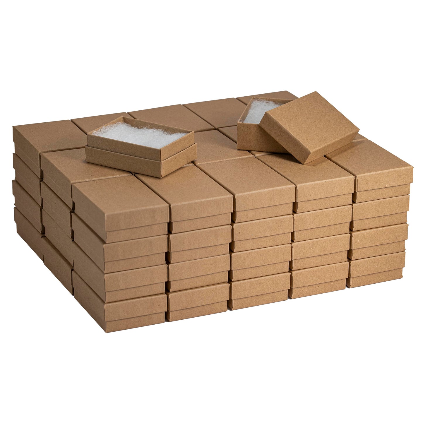 JPB Recycled Kraft Cotton Filled Jewelry Boxes #32 (Case of 100) (3 1/8" x 2 1/8" x 1")